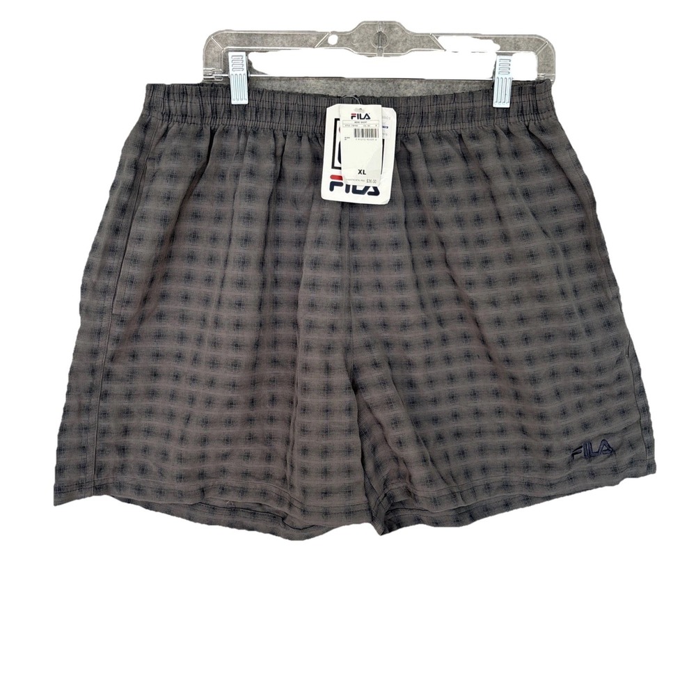 Vintage Plaid Gingham Fila Shorts Men's Made in USA NEW NWT Elastic Waist Pocket